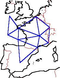Cyberpapacy map using IU#1 coordinates